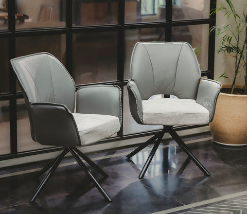 Hokku Versatile Dual-Tone Swivel Chair for Dining & Lounge (Grey)