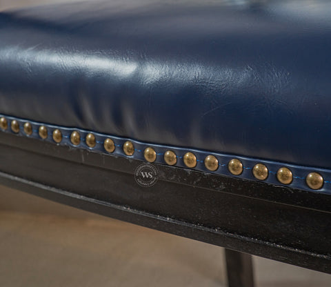 Heritage Dual Upholstery Sheesham Wood Arm Chair with Brass Detailing (Blue)
