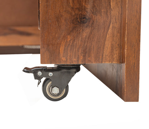 Vitara Premium Solid Wood Convertible Study Table With Hidden Storage, Cane & Brass Accents (Sheesham Wood, Teak Finish)