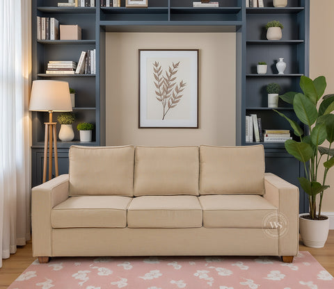 Albus 3 Seater Fabric Sofa (Cotton, Irish Cream)