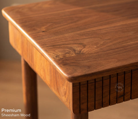 Kalam Modern Designer Sheesham Wood Study Table with Cane Accents & Drawer Storage (Teak Finish)