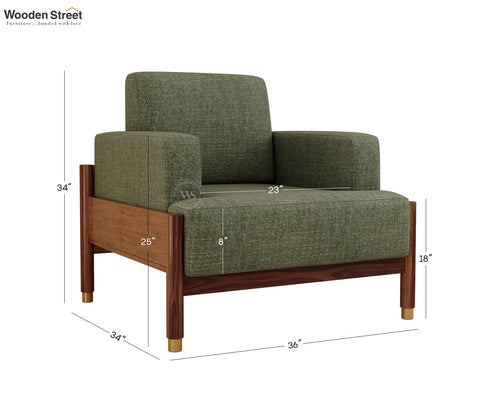 Kairav Modern 3+1+1 Wooden Sofa Set with Premium Upholstery (Sage Green)