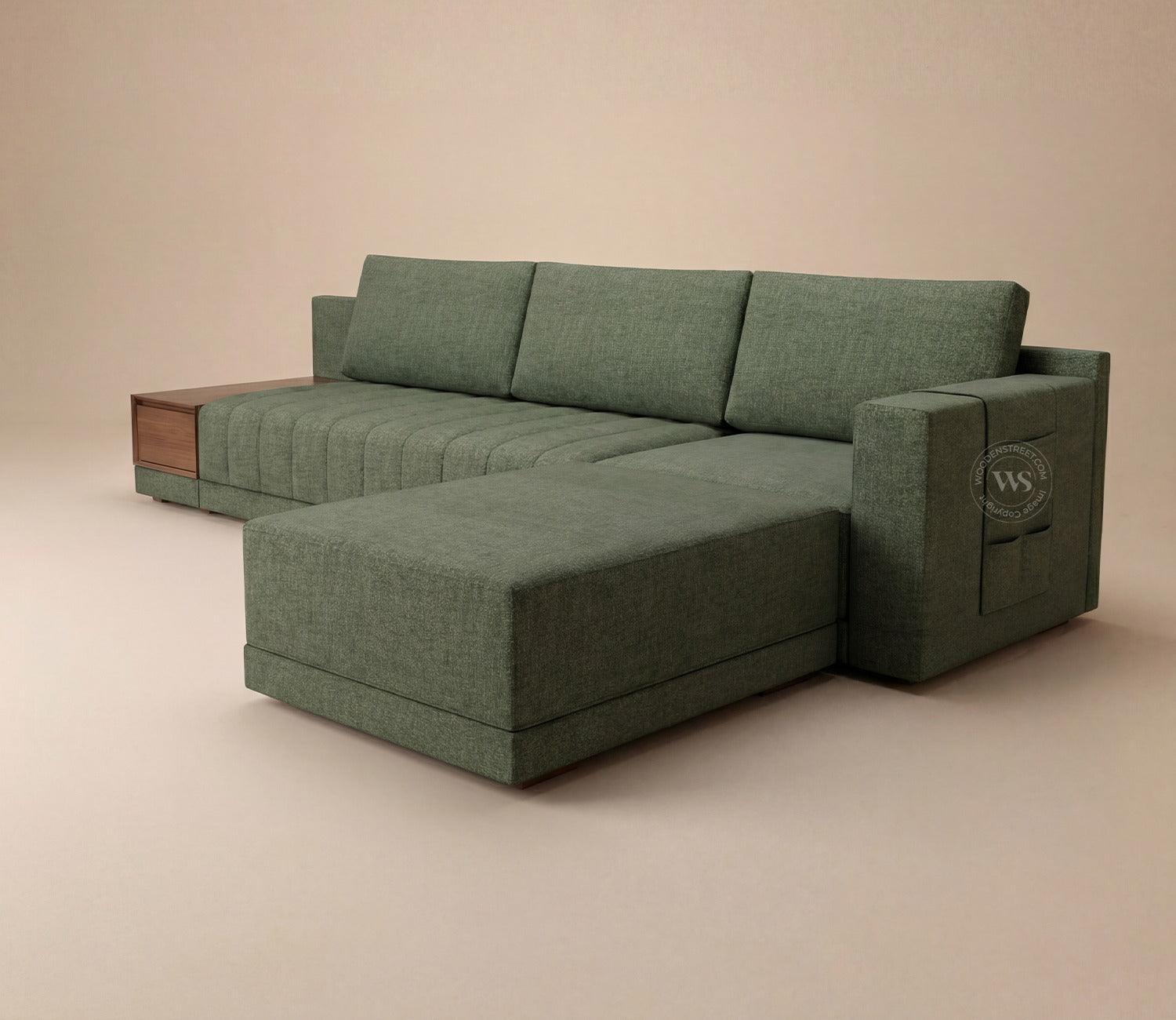 Oasis L-Shape Right Aligned Sectional Sofa (Sage Green)