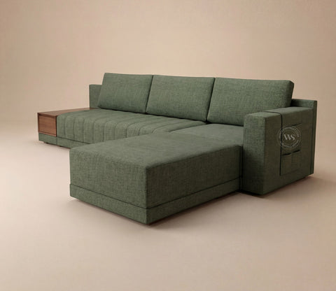 Oasis L-Shape Right Aligned Sectional Sofa (Sage Green)