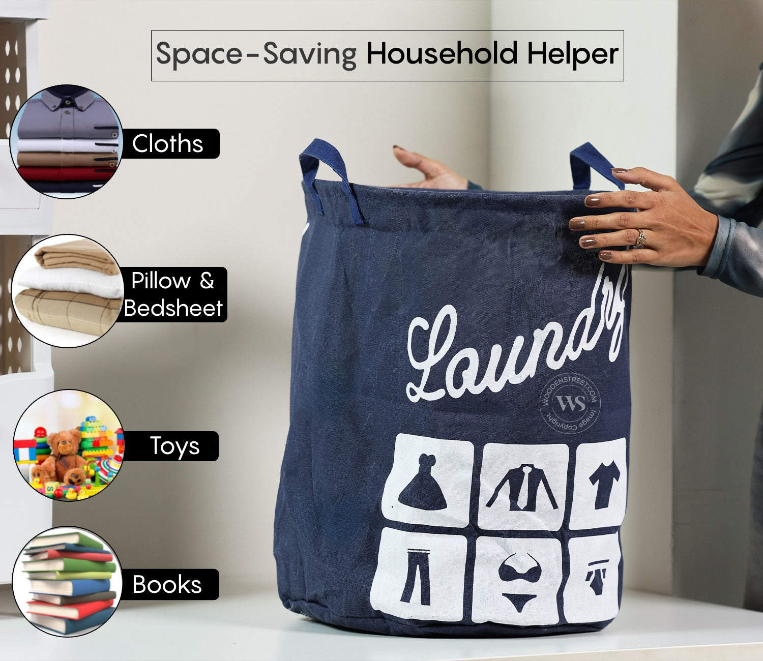 Aquanest Foldable Canvas Laundry Basket