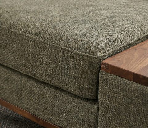 Ashion Premium Left Aligned L Shape Sofa with Built-in Side Wooden Deck (Sage Green)