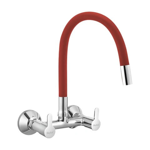 Trueliving Flora Pavo Sink Mixer Brass Faucet with Silicone Red Flexible Spout20 Inches