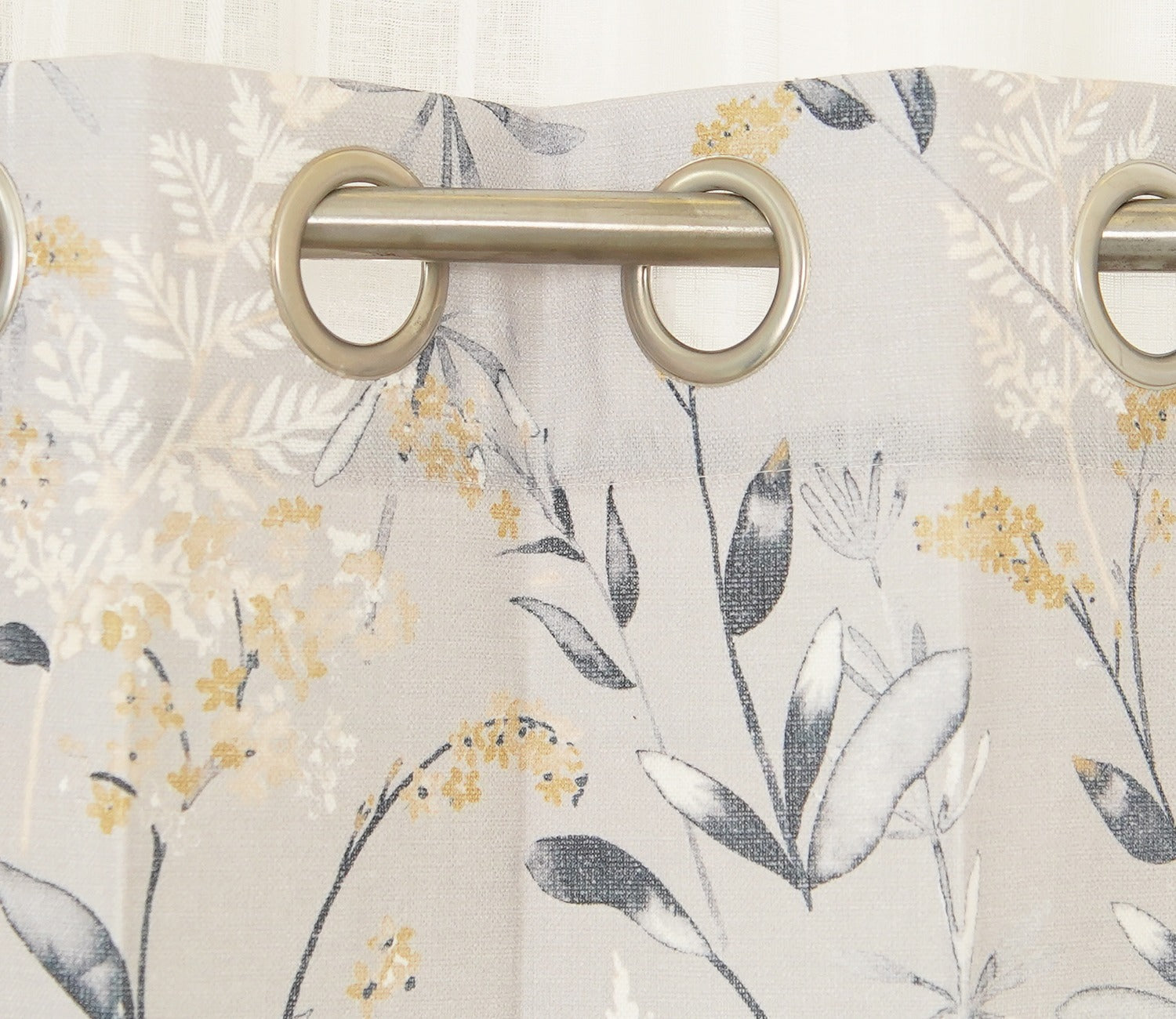 Grey Daisy Uplands Floral Print Light-Filtering Door Curtains Set of 2 (Grey, 7 Feet)