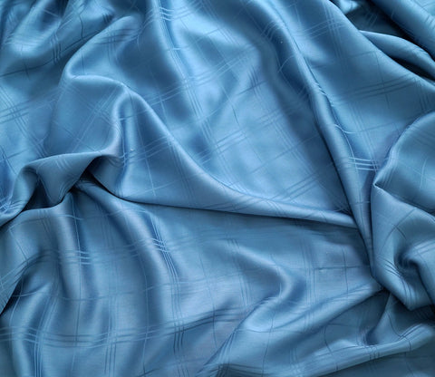Dobby Checks Organic Bamboo 300 TC 2 Pillowcases and 1 Fitted Bedsheet (Blue, King Size)