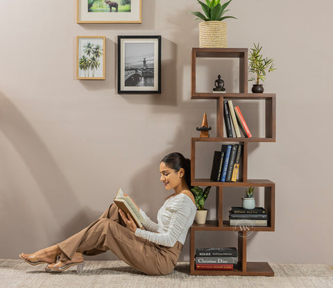 Cagney Sheesham Wood Ladder Book Shelf (Honey Finish)