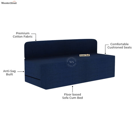 Voltz Fabric Sofa Cum Bed (72 x 60 Inch, Azure Blue)