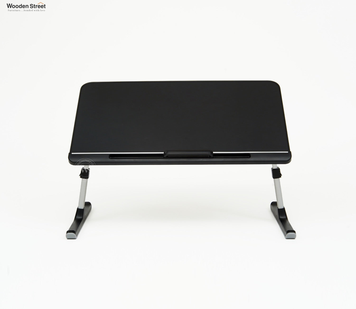 Daffy Foldable Premium Leatherette Laptop Table with Drawer | Adjustable Stand for Bed | Reading Desk for Sofa Couch (Black)