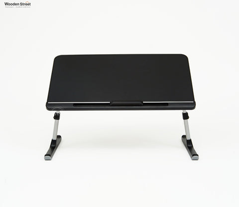 Daffy Foldable Premium Leatherette Laptop Table with Drawer | Adjustable Stand for Bed | Reading Desk for Sofa Couch (Black)