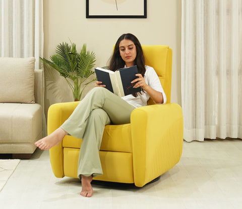Nivaan Suede Rocking Revolving Motorized Recliner R3 (Yellow)