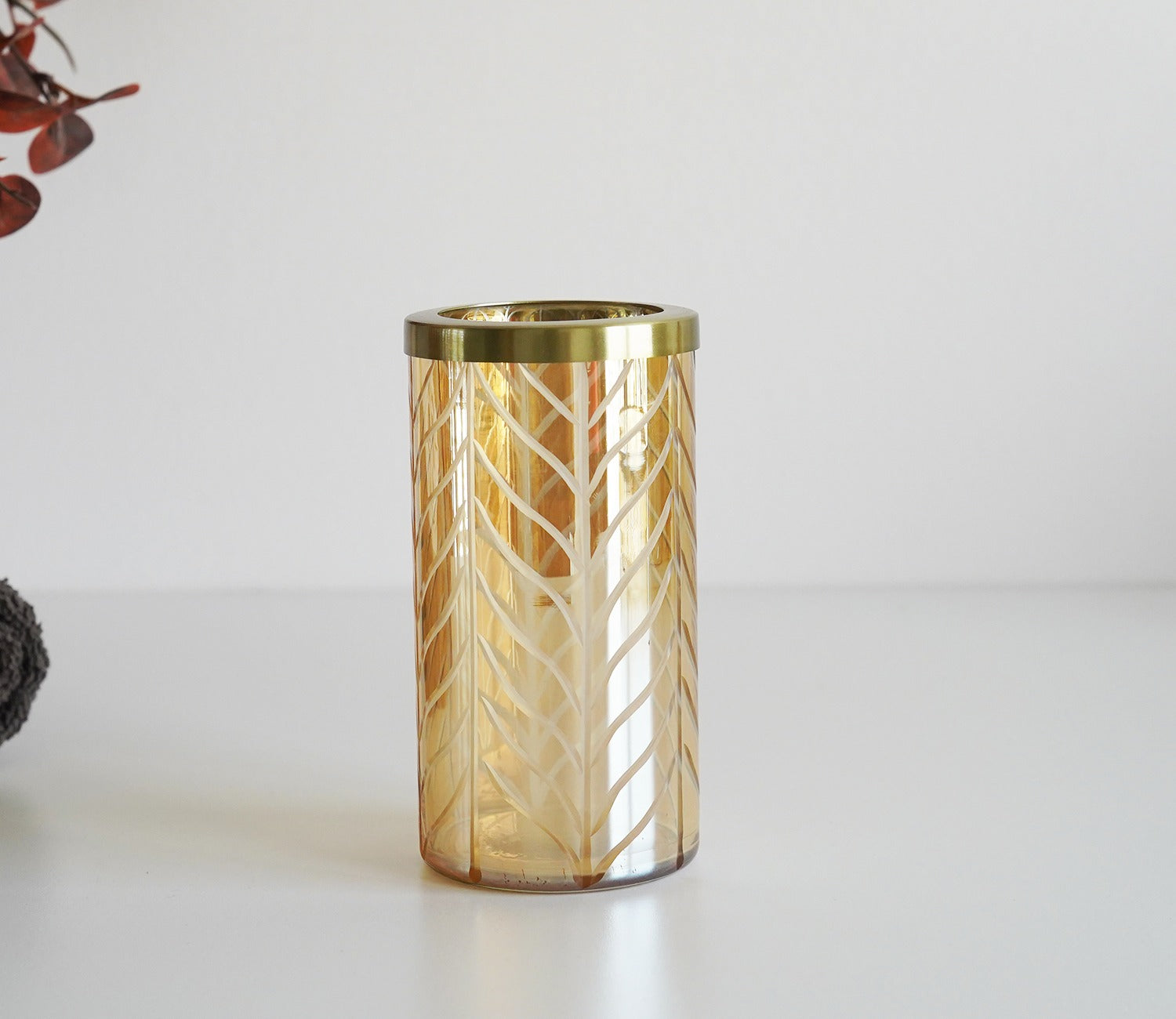 Portia Herringbone Gold And Amber Luster Toothbrush Holder