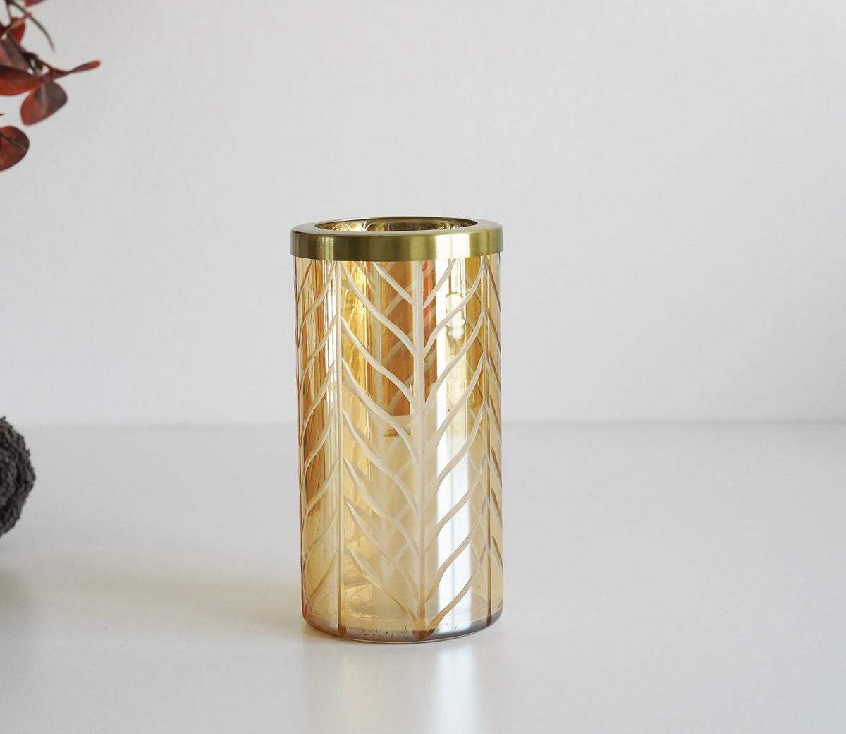 Portia Herringbone Gold And Amber Luster Toothbrush Holder