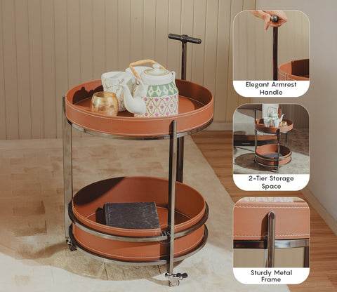 Garren Modern 2-Tier Serving Trolley (Brown)