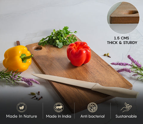 Ridge Natural Mango Wood Handcrafted Non Slip Chopping Board for Kitchen