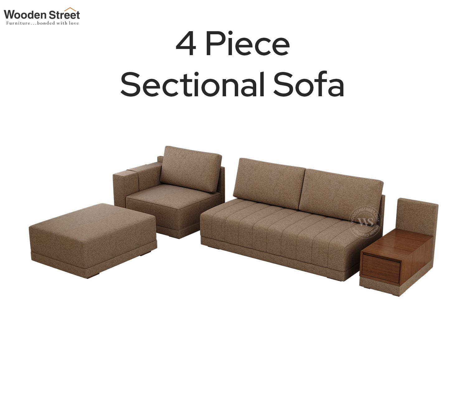 Oasis L-Shape Left Aligned Sectional Sofa (Sand Brown)