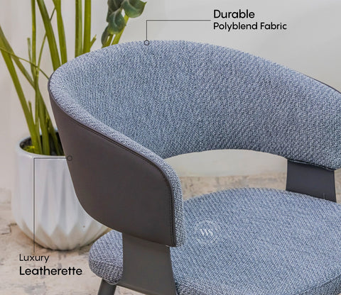 Rolf Modern Dining Chair with Tapered Legs - Leatherette Back & Premium Fabric Seat (Gothic Grey)