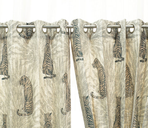 Leopard Print Light-Filtering Door Curtains Set of 2 (Grey, 7 Feet)