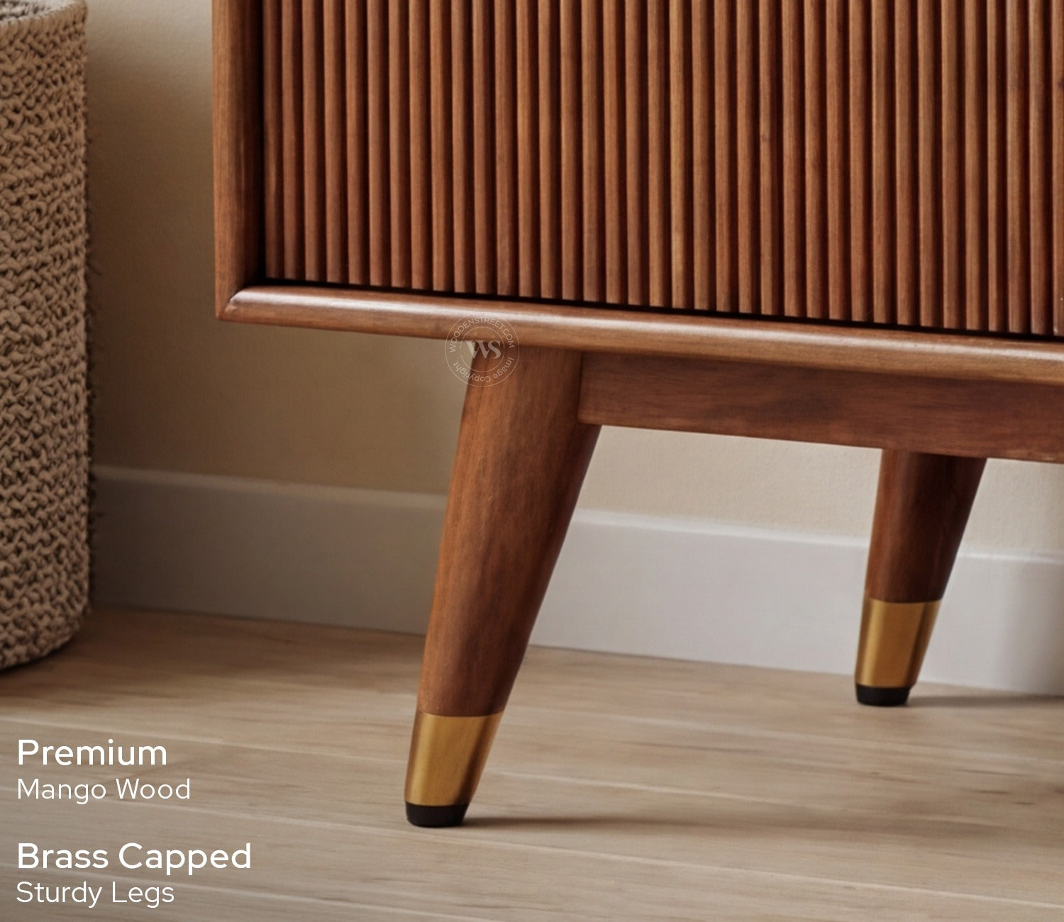 Hamona Premium Mango Wood TV Unit with Drawers And Cabinets (Teak Finish)