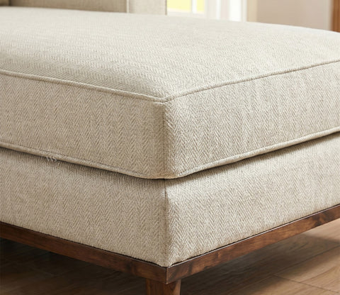 Ashion Premium Left Aligned L Shape Sofa with Built-in Side Wooden Deck (Cottage Ivory)