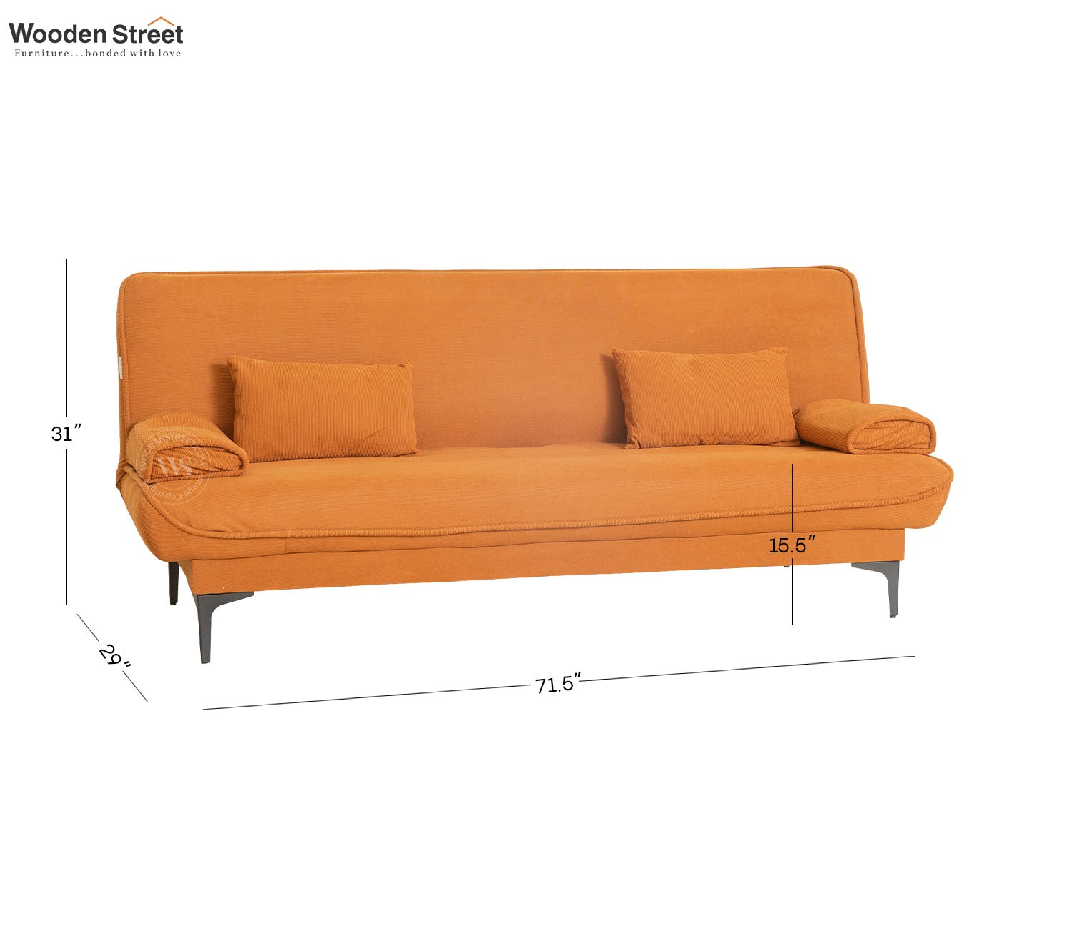 Domus Premium Fabric Sofa Cum Bed (Orange)