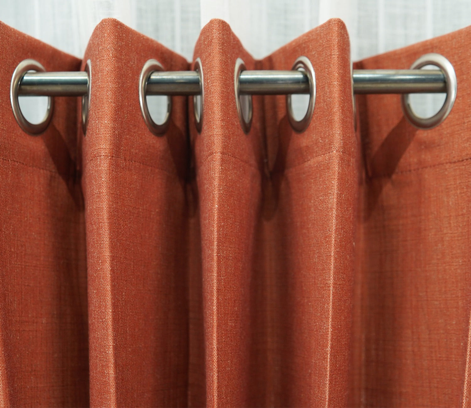Solid Plain Light-Filtering Door Curtains Set of 2 (Orange, 7 Feet)