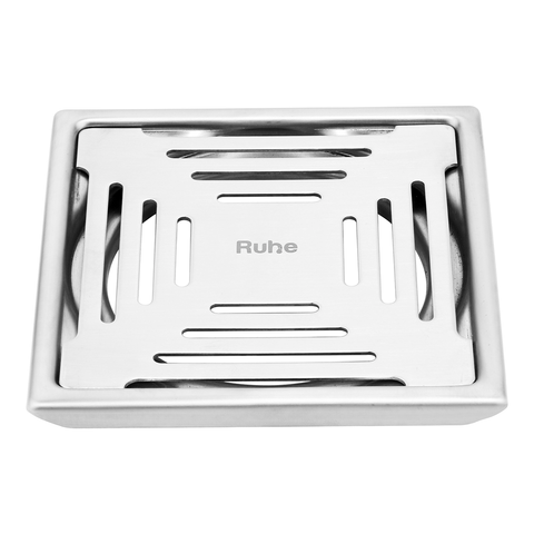 Trueliving_Opal  Silver Square 304-Grade Floor Drain (5 x 5 Inches)