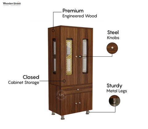 Atharv Engineered Wood Home Temple With Inbuilt LED Light System (Exotic Teak)