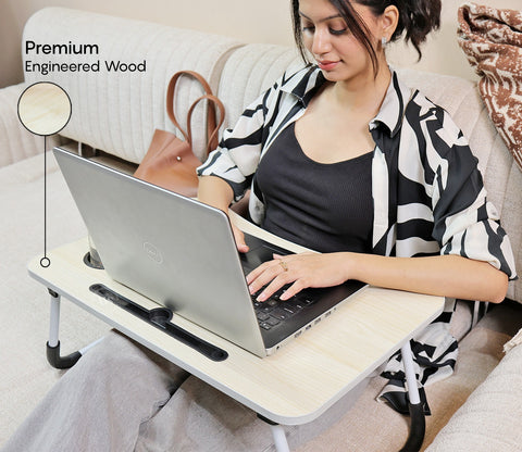 Geeky Foldable Engineered Wood Multipurpose Table for Laptop, Study and Breakfast