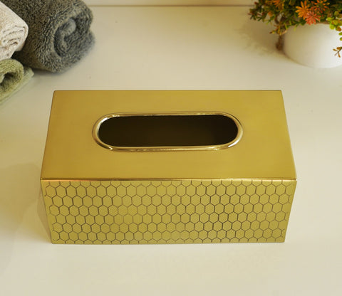 Sorrel Shady Green and Gold GlassTissue Box