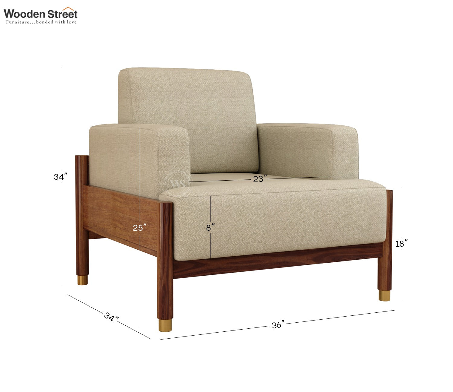 Kairav Modern 3+1+1 Wooden Sofa Set with Premium Upholstery (Cottage Ivory)