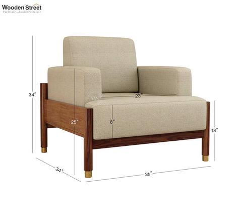 Kairav Modern 3+1+1 Wooden Sofa Set with Premium Upholstery (Cottage Ivory)