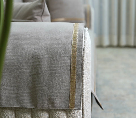 Princeton 3 Seater Premium Sofa Cover with Shimmer Lace - Set of 9 (Latte Beige)