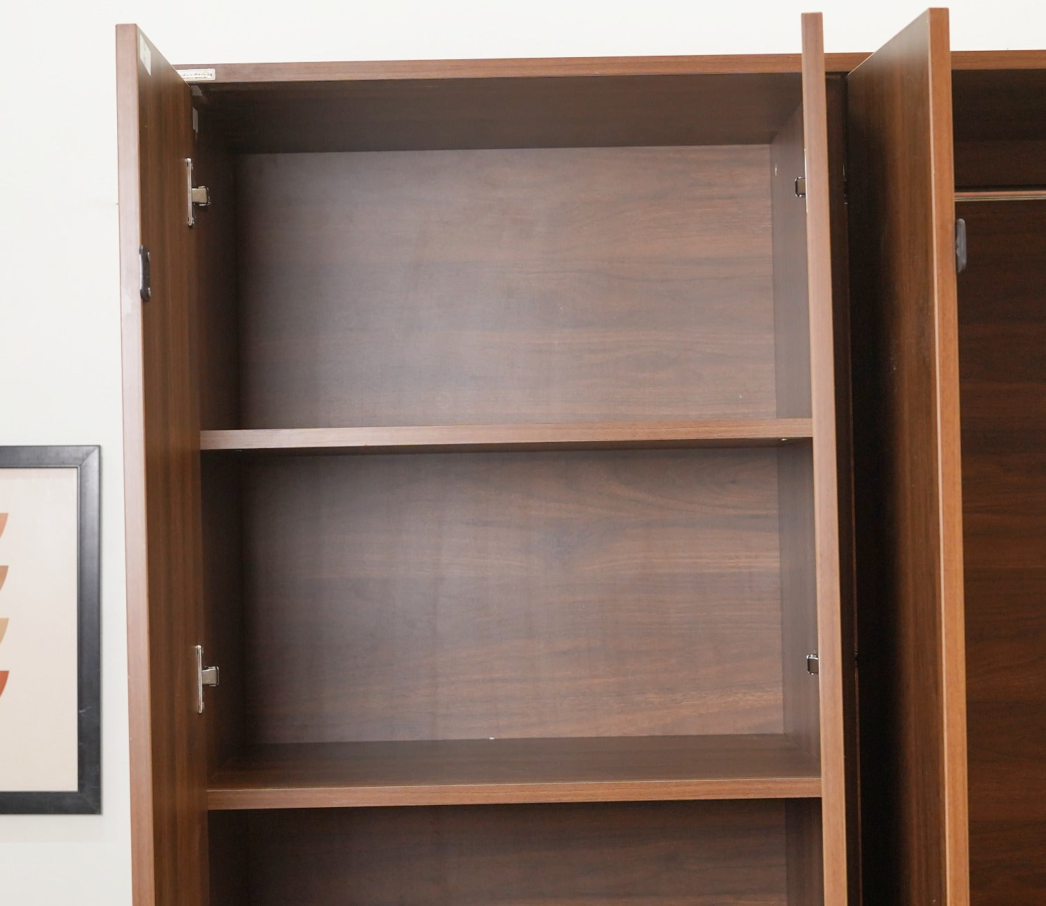 Kayden 4 Door Multi Utility Wardrobe With Lock (Columbian Walnut Finish)