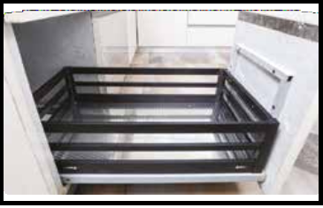 Trueliving_MATTEE BLACK GRAIN TROLLY - 8” *15'' 380MM 450MM Cabinet