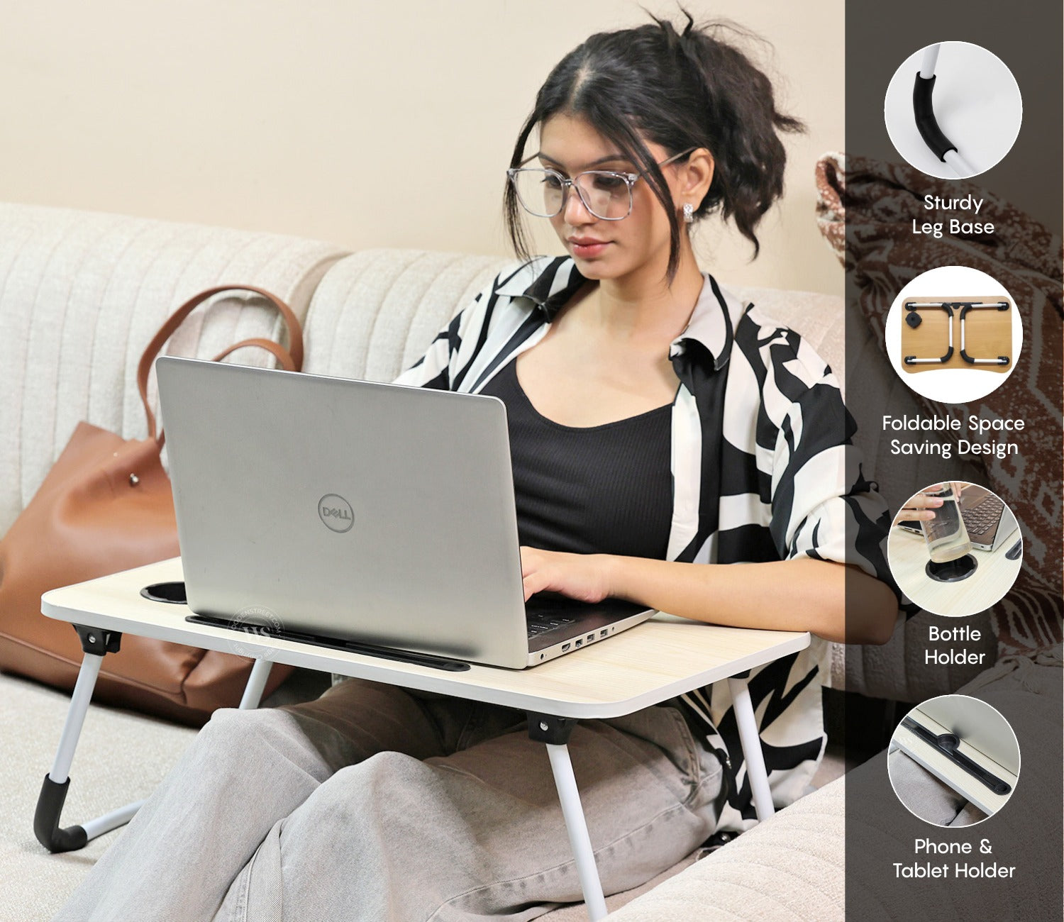 Geeky Foldable Engineered Wood Multipurpose Table for Laptop, Study and Breakfast