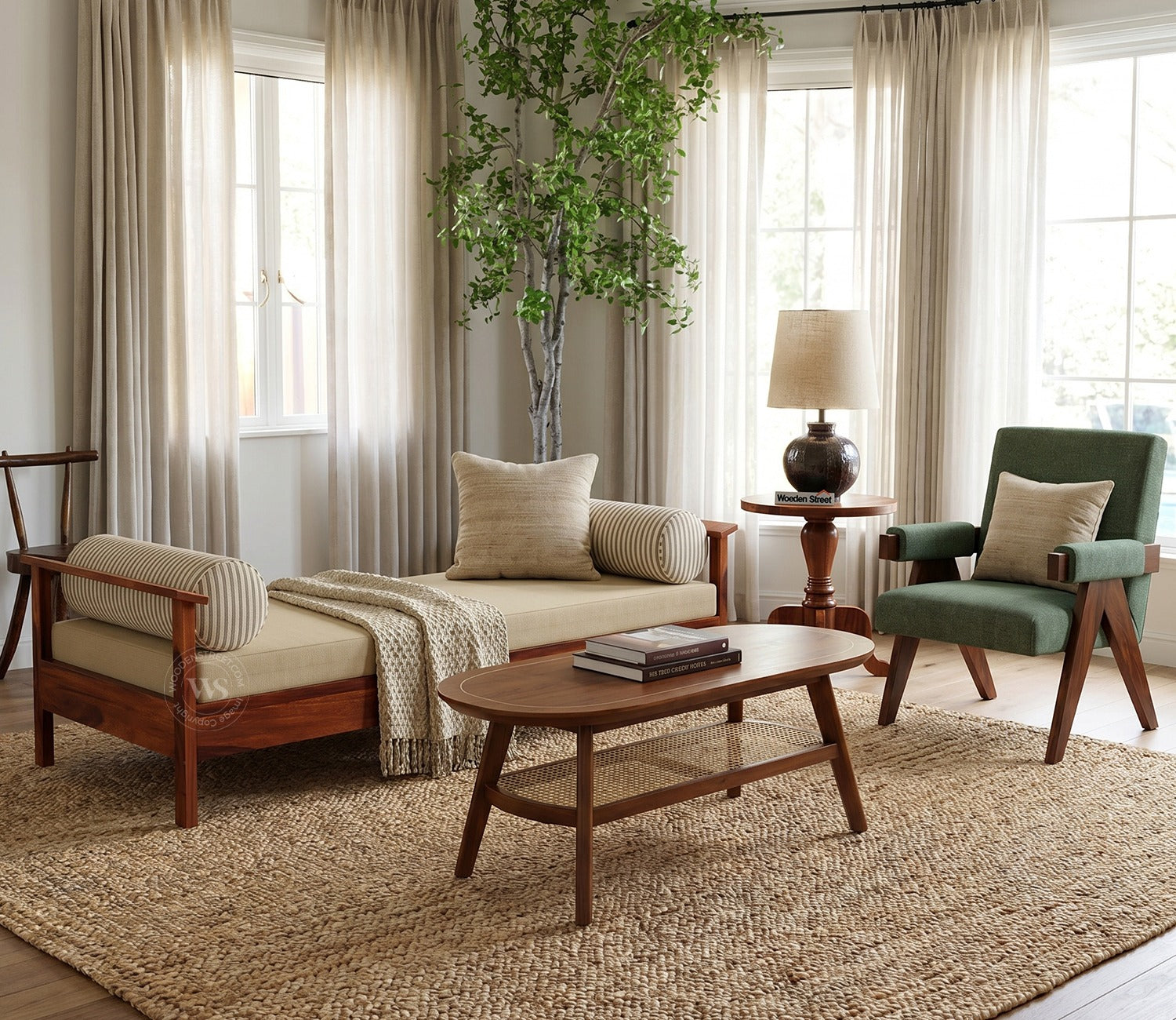 Leona Divan with Mattress (Honey Finish)