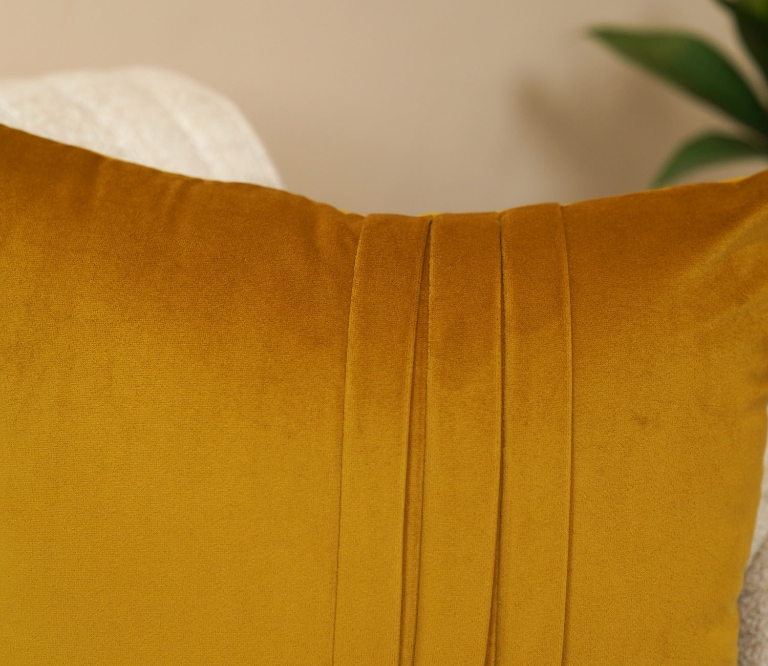 Caro Velvet Pleated Cushion Cover - Pack of 1 (16 x 16 Inches, Chestnut Brown)