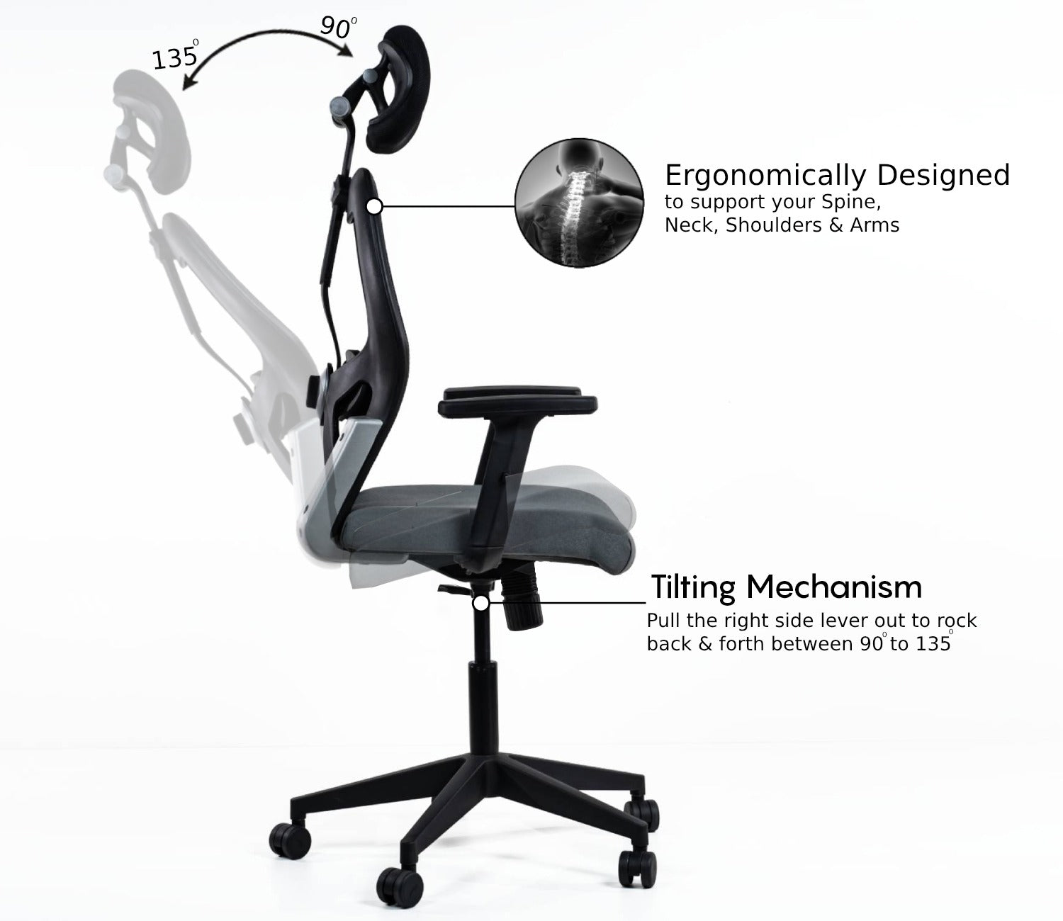 Auriga High Back Mesh Ergonomic Office Chair (Grey)