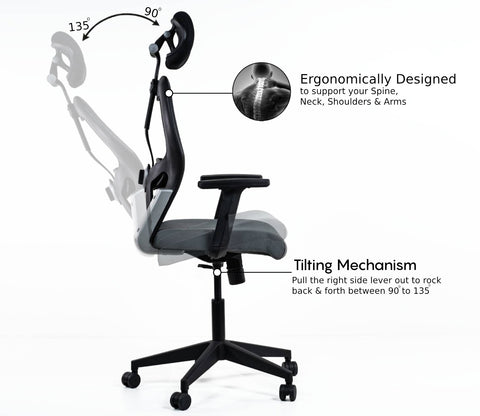 Auriga High Back Mesh Ergonomic Office Chair (Grey)