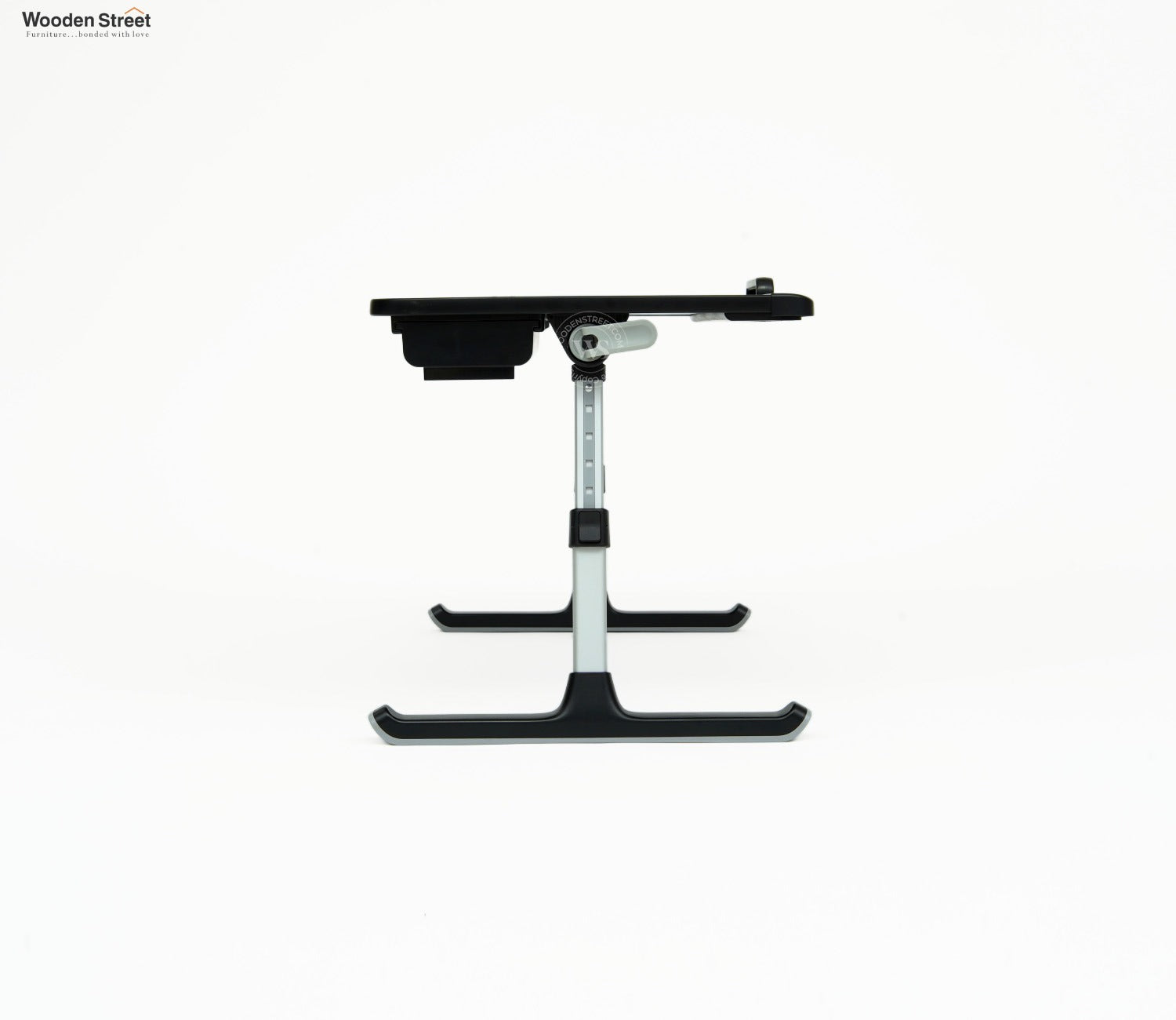 Daffy Foldable Premium Leatherette Laptop Table with Drawer | Adjustable Stand for Bed | Reading Desk for Sofa Couch (Black)