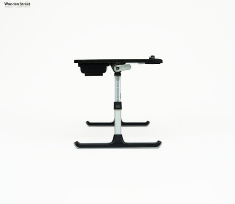 Daffy Foldable Premium Leatherette Laptop Table with Drawer | Adjustable Stand for Bed | Reading Desk for Sofa Couch (Black)