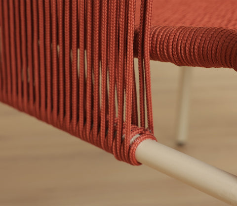 Corsica Rope Woven 2 Seater Outdoor Set with Coffee Table (Brick Red)