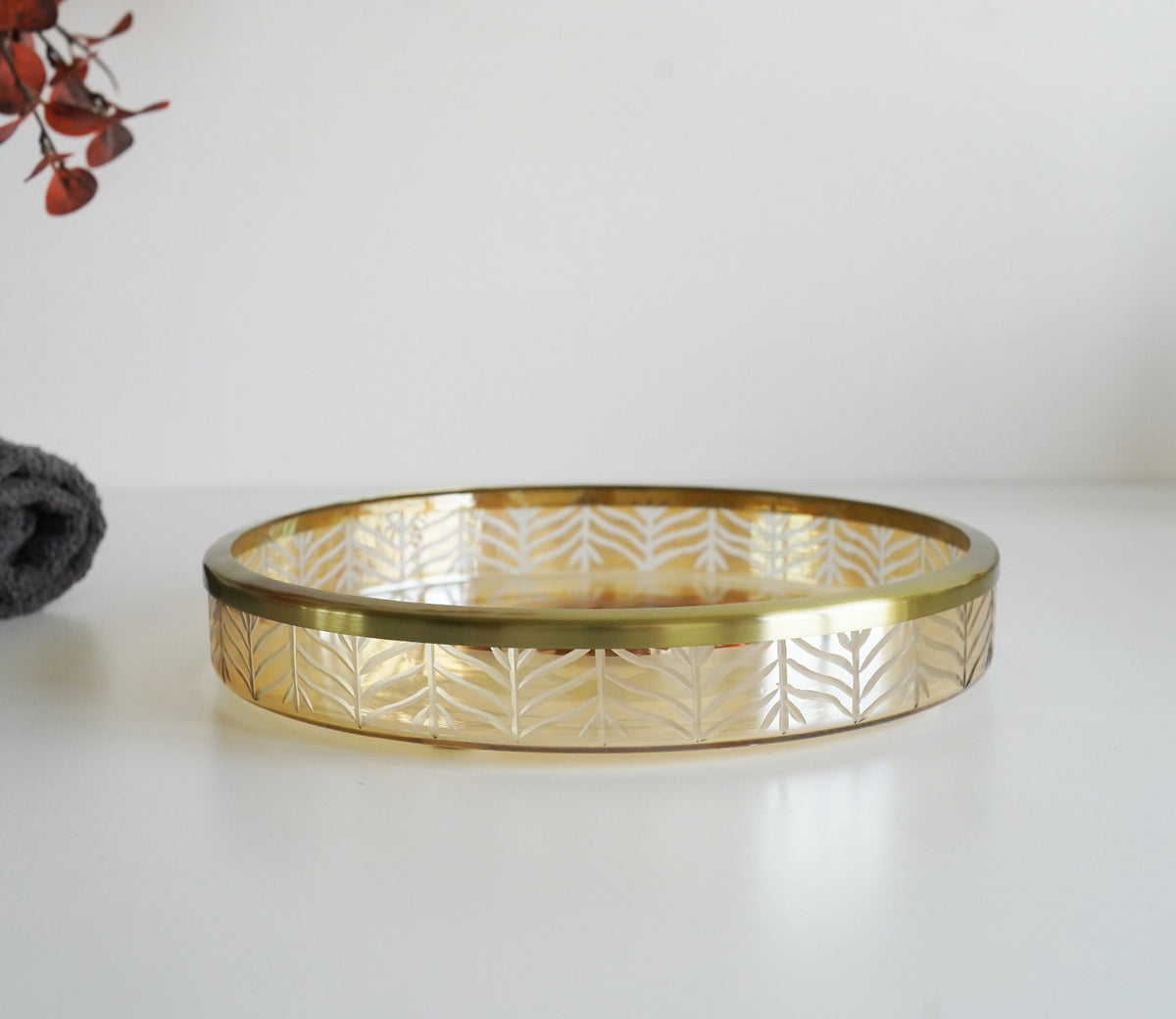 Portia Herringbone Gold And Amber Luster Tray