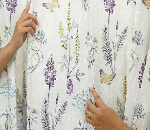 Grey Botanic Mist Floral Print Light-Filtering Door Curtains Set of 2 (Grey, 7 Feet)