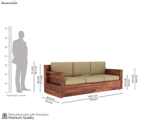 Marriott Wooden Sofa Set in 3+1+1 Seating (Honey Irish Cream)