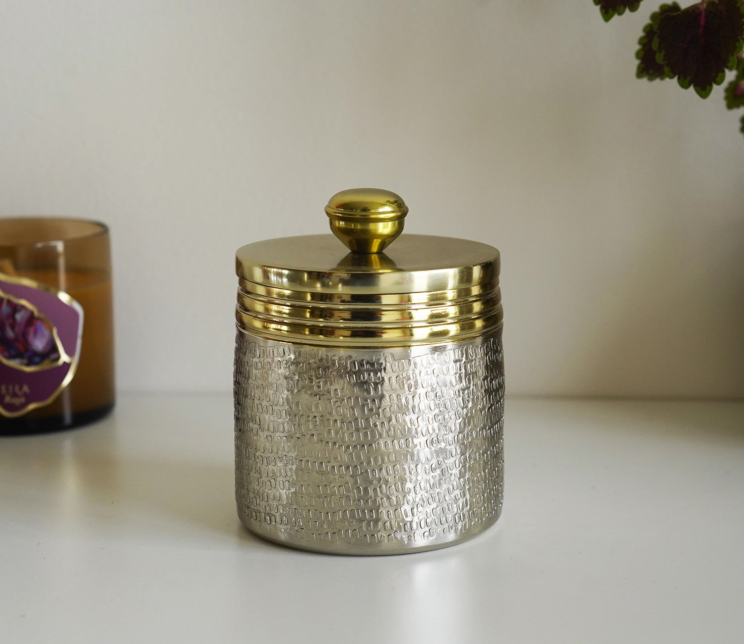 Neysa Hammered Gold and Silver Cotton Jar